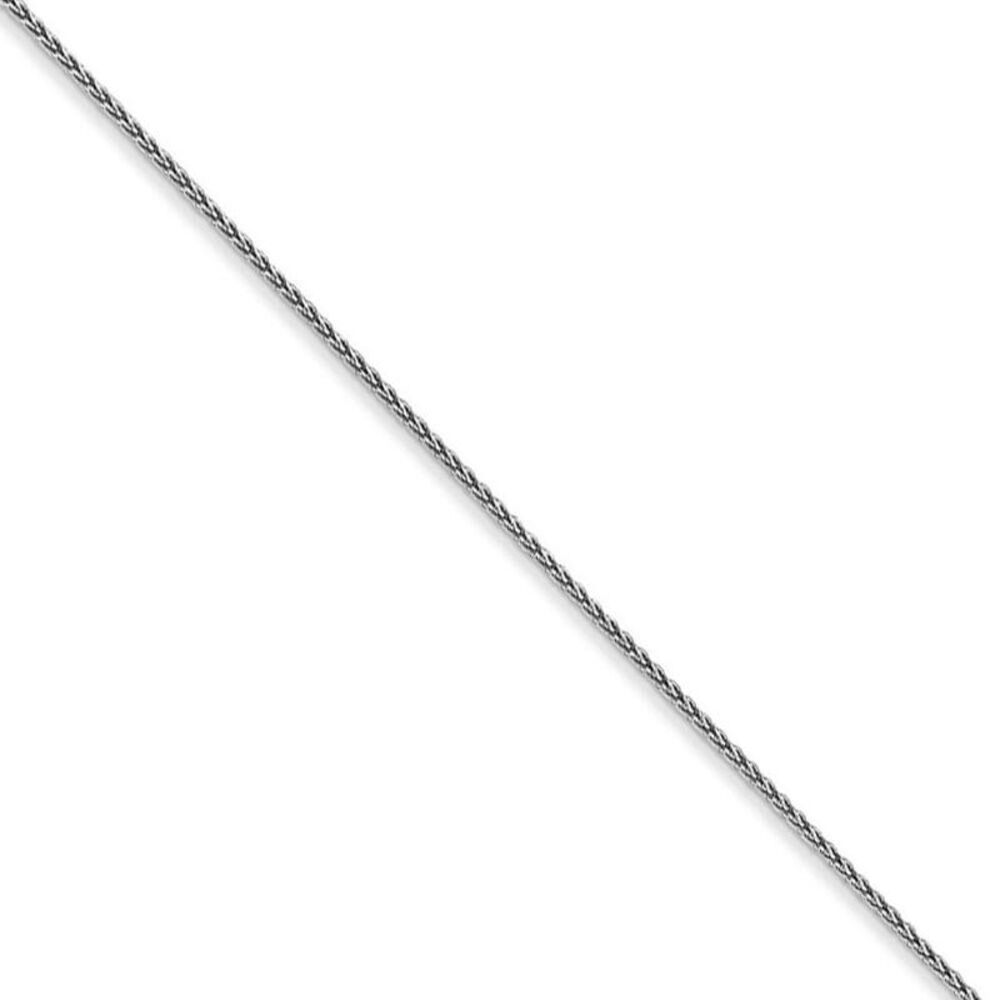 0.65mm, 14k White Gold, Diamond Cut Spiga Chain Necklace, 18 Inch